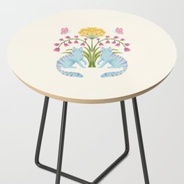 Fantastic Blue Cats & Flowers Side Table