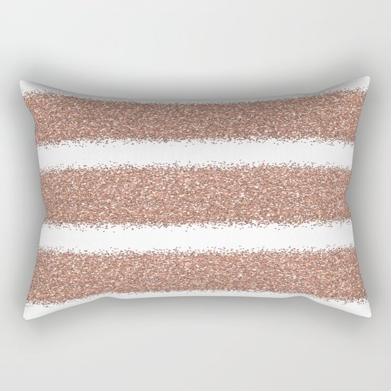 Rose gold glitter stripes Rectangular Pillow