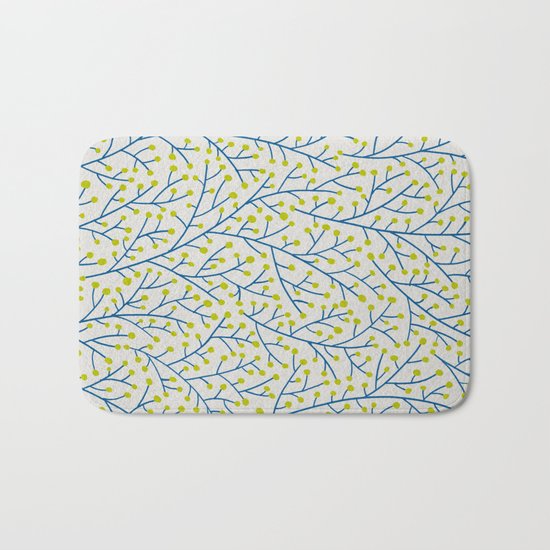 Berry Branches - Lime & Blue Bath Mat