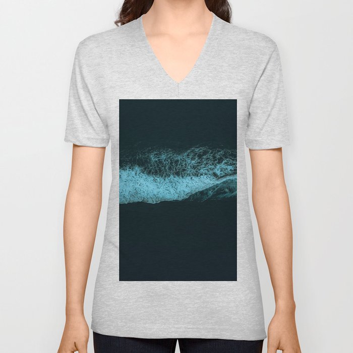 Blue Waves V Neck T Shirt