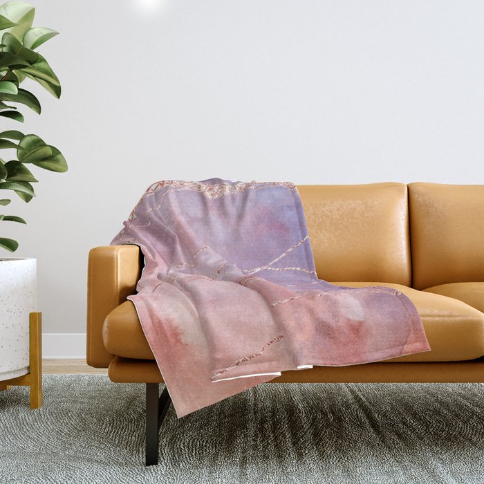 Blush and Purple Sky with Rose gold flashes Throw Blanket