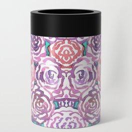 Purple and Pink Watercolor Roses Can Cooler