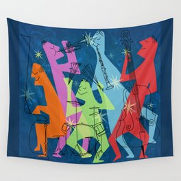Mid-Century Modern Jazz Band Wall Tapestry