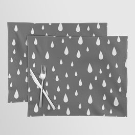 White Raindrops pattern on Dark Grey background Placemat