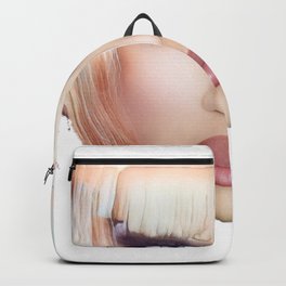 FR@N•D0LL (blonde bob) Backpack | Red, Face, Stylish, Kiss, Black And White, Street Art, Photo, Digital Manipulation, Houseofking, Blonde 