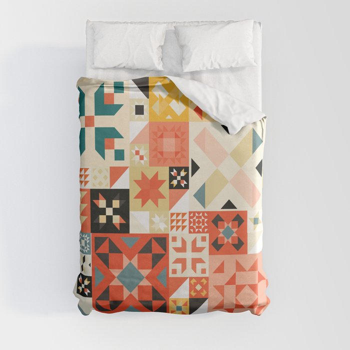 Modern Quilt Pattern Duvet Cover