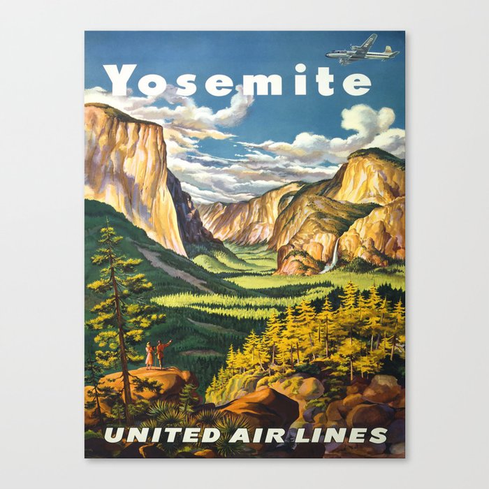 Yosemite National Park Vintage Travel Poster Landscape Illustration Canvas Print