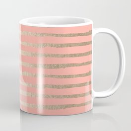 Abstract Stripes Gold Coral Pink Coffee Mug