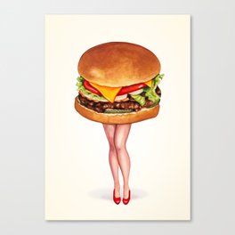 Cheeseburger Pin-Up Canvas Print