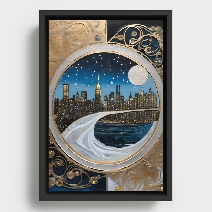 Christmas in New York City - NYC Holiday Winter City Art Framed Canvas