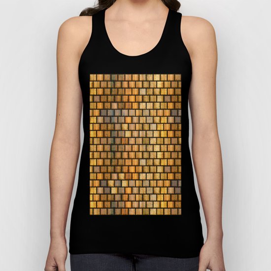 Wooden Distressed Block Tile Pattern Unisex Tank Top
