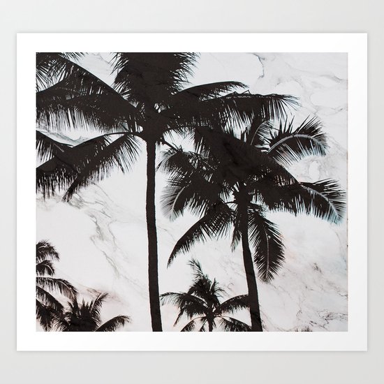 Velvet Palm trees on marble Art Print