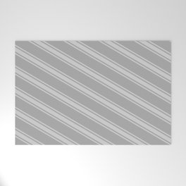 [ Thumbnail: Dark Gray & Light Gray Colored Stripes/Lines Pattern Welcome Mat ]