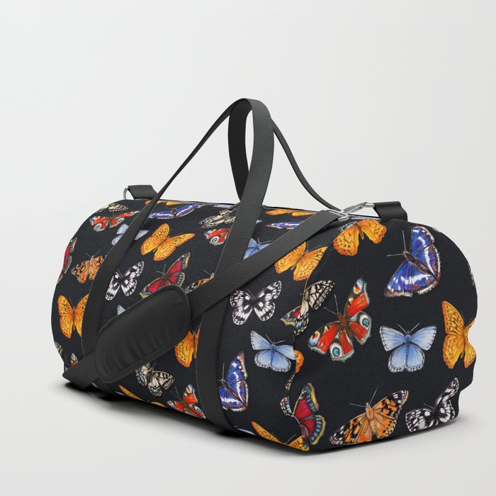 Butterflies On Black Duffle Bag
