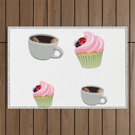 cupcakes and coffee Outdoor Rug