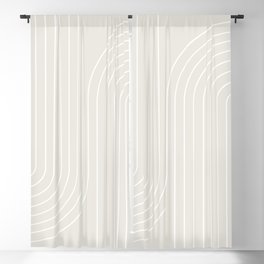 Minimal Line Curvature XI Natural Off White Mid Century Modern Arch Abstract Blackout Curtain