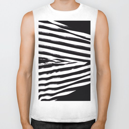 Black & White Stripes Biker Tank
