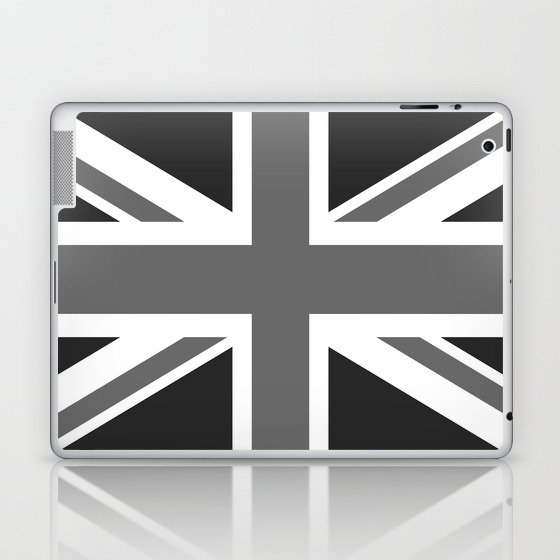 UK Flag in Black and White Laptop & iPad Skin