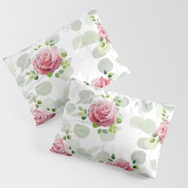 Rose and Eucalyptus Pattern Pillow Sham