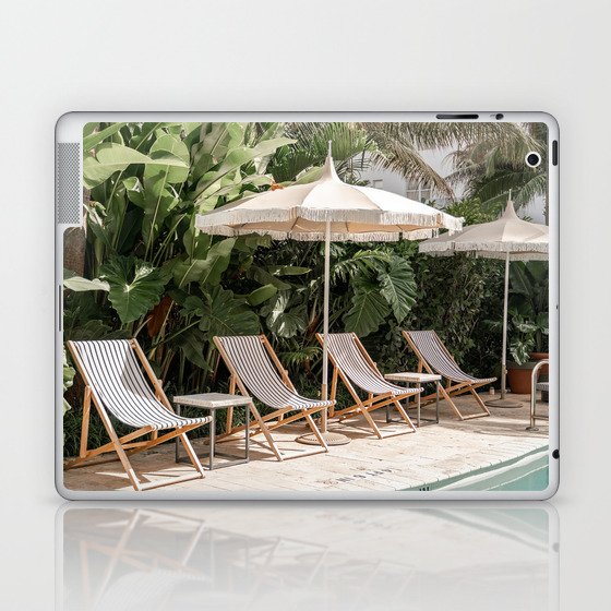 Miami Beach, Florida, Poolside Palm Trees Laptop & iPad Skin