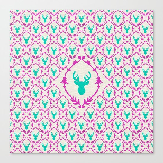 Oh Deer (teal) Canvas Print