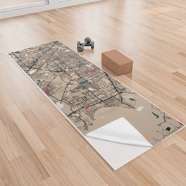 USA, Pasadena - Terrazzo Pattern City Map Yoga Towel