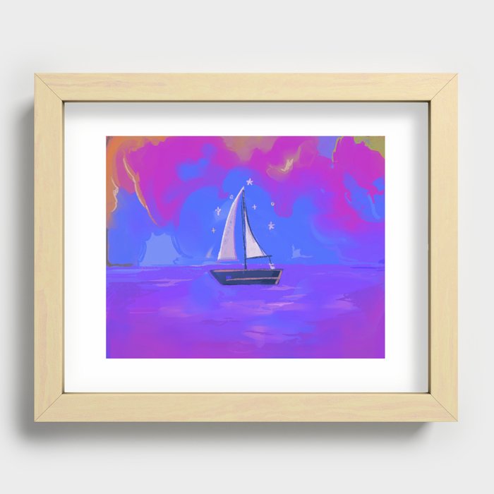 Blue Boat Recessed Framed Print