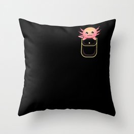 Kawaii Cute Axolotl In Pocket Throw Pillow