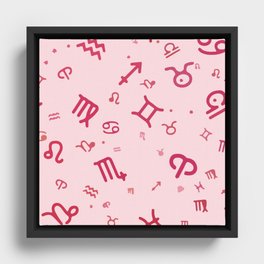 Pink Astrology Zodiac Symbol Sign Framed Canvas