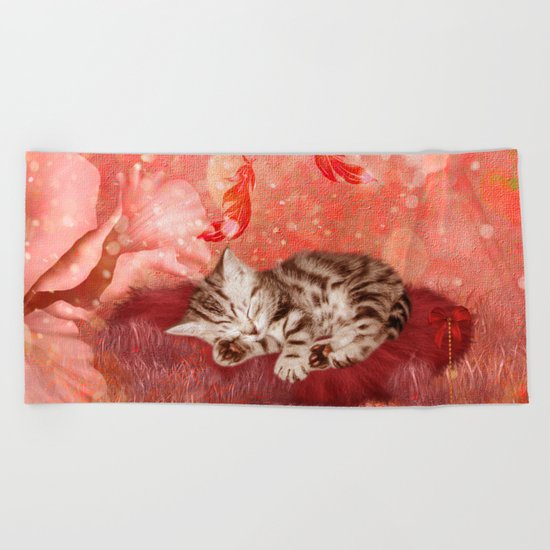 Cute little kitten Beach Towel