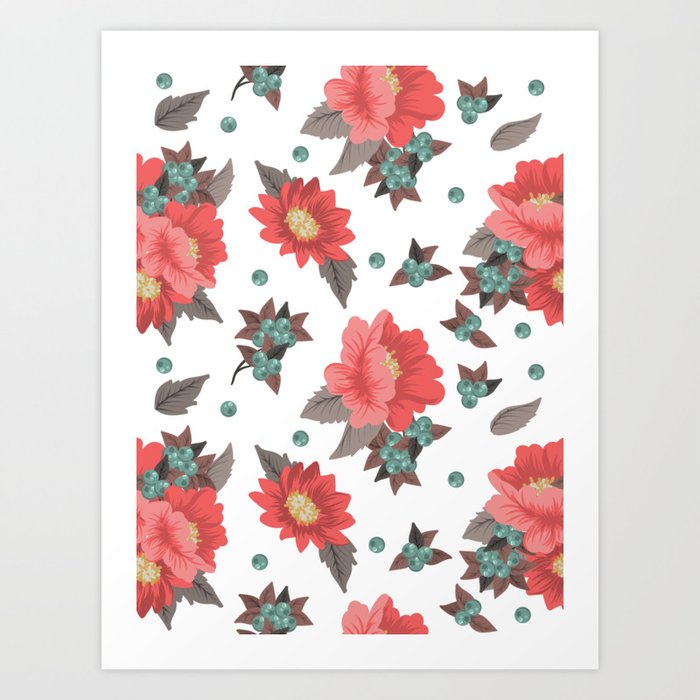 Flower with seamless pattern floral Art Print