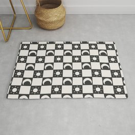 Sun and Moon Checkerboard Pattern Area & Throw Rug