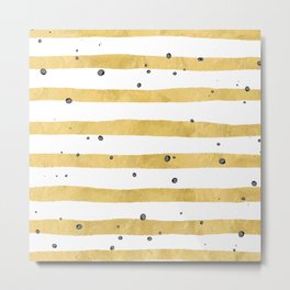 Modern hand painted yellow gold black watercolor splatters stripes Metal Print | Modern, Geometric, Gold, Curated, Yellow, White, Brushstrokes, Abstract, Yellowblack, Handpainted 