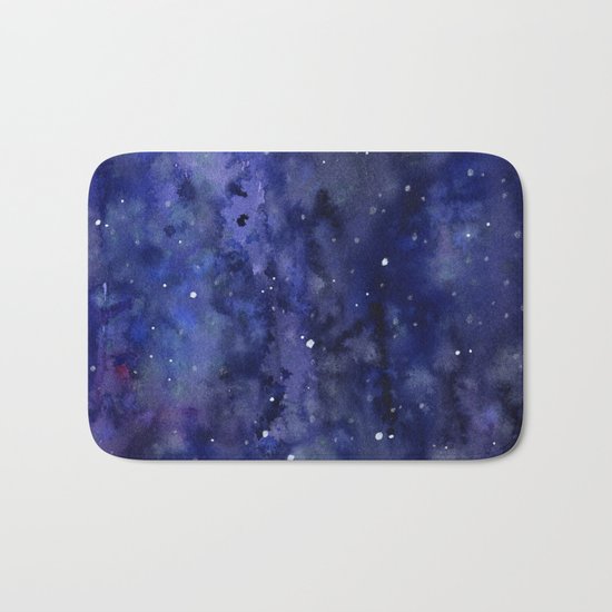 Night Sky Galaxy Nebula Stars Watercolor Space Texture Bath Mat