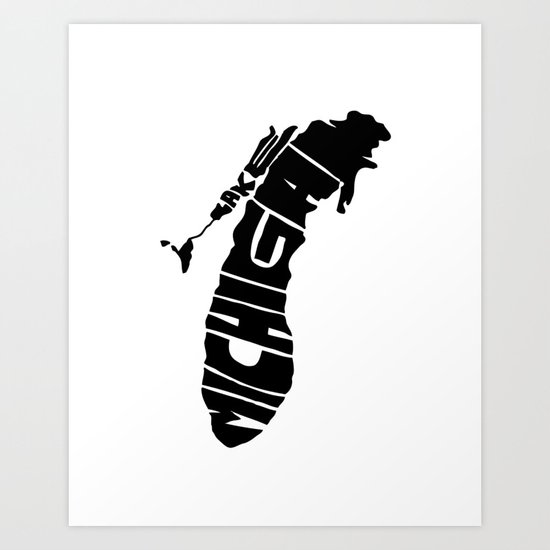 Typographic Lake Michigan Art Print