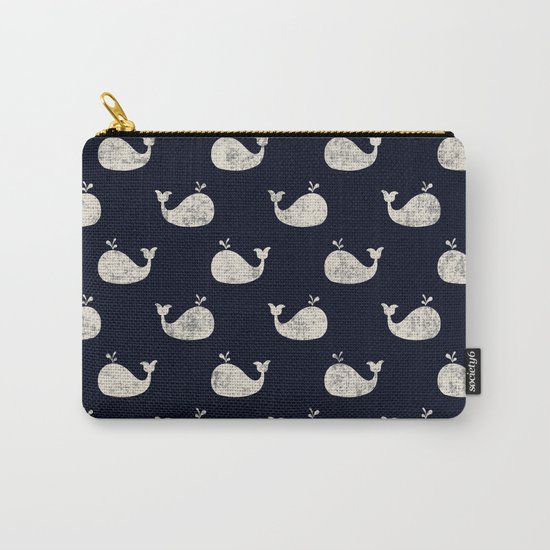 Navy blue maritime sea whale pattern Carry-All Pouch