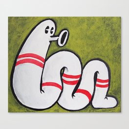 Early Worm - Worm on Green #1 Canvas Print