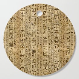 Egyptian hieroglyphs on papyrus Cutting Board
