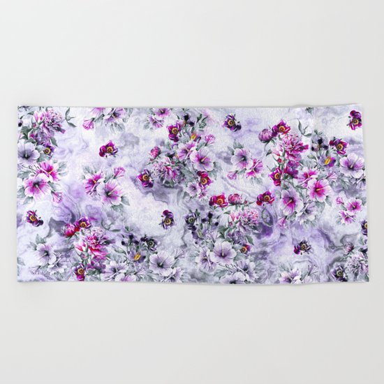 Floral Ocean Soft Beach Towel