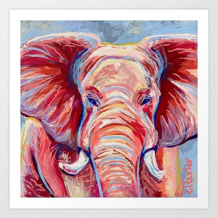 Sunset Elephant  Art Print