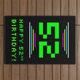 [ Thumbnail: 52nd Birthday - Nerdy Geeky Pixelated 8-Bit Computing Graphics Inspired Look Outdoor Rug ]
