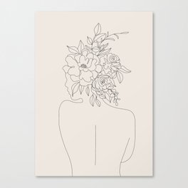 Woman with Flowers Minimal Line I Canvas Print
