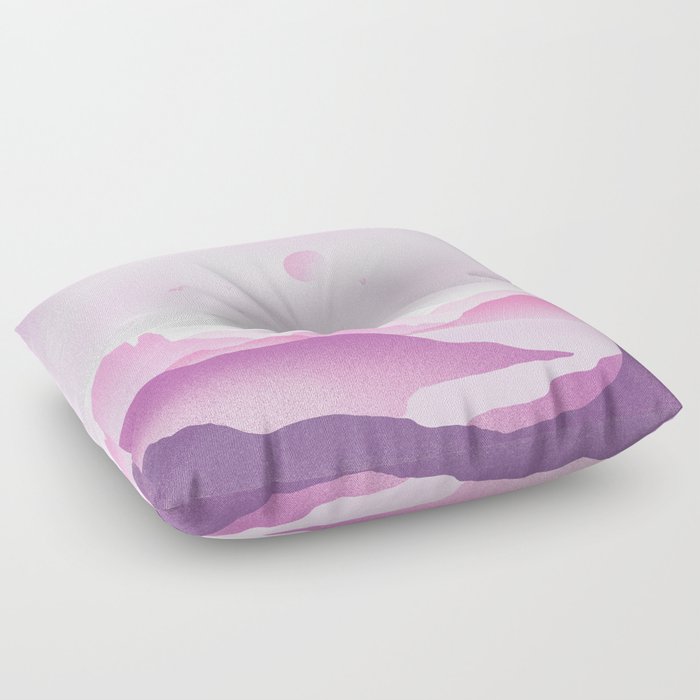 Purple Pink Landscape Sunset Floor Pillow