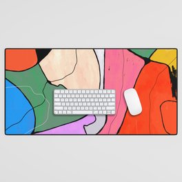 Abstract Bold Colorful Shapes - | orange pink green blue yellow black | Desk Mat