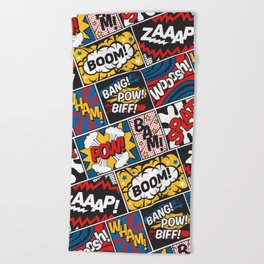 Modern Comic Book Superhero Pattern Color Colour Cartoon Lichtenstein Pop Art Beach Towel