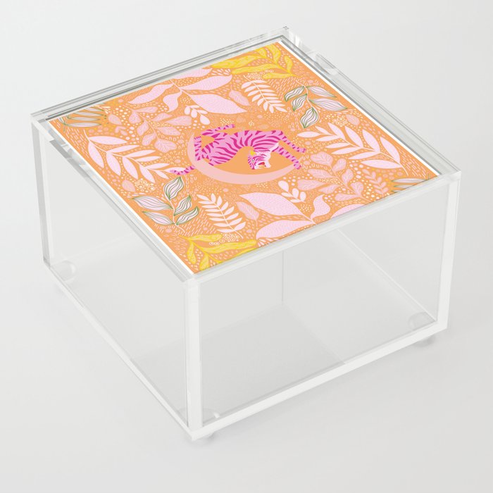 Tiger Moon in Tangerine Acrylic Box