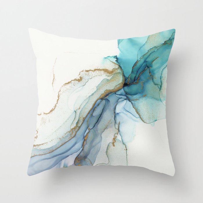 Abstract Jellyfish Alcohol Ink Painting Throw Pillow