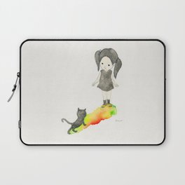Girl and black cat Laptop Sleeve