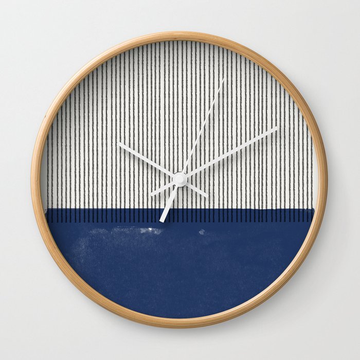 Navy Blue Mid Century  Wall Clock
