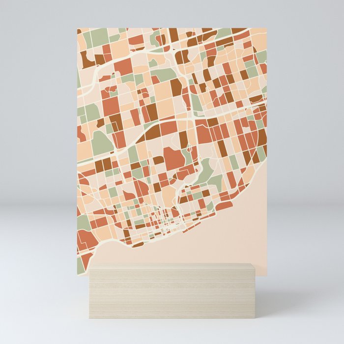 TORONTO CANADA CITY MAP EARTH TONES Mini Art Print